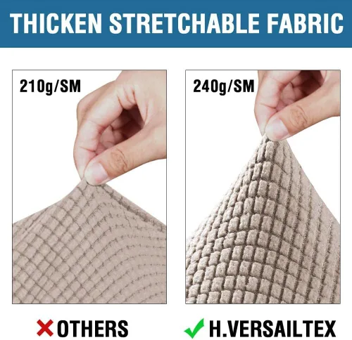 Miniatura 5 de H.VERSAILTEX 4 fundas de sofá elásticas para 3 fundas de cojín para sala de estar (funda base más 3 fundas de cojín de asiento), tela jacquard Arena