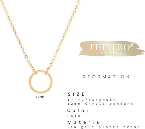 Miniatura 5 de Fettero Pendant Necklace Gold Choker Layered Coin Open Karma Circle Full New Crescent Moon 14K Gold Plated Dainty Simple Moon Phase Jewelry for