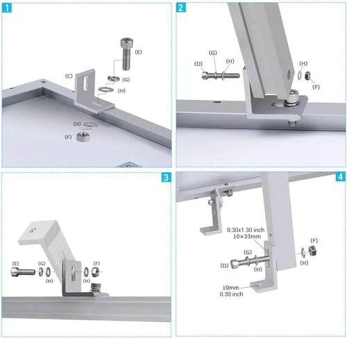 Miniatura 6 de Renogy - Soportes ajustables de montaje en ángulo para panel solar de hasta 150 vatios para techo, RV, barco y cualquier superficie plana