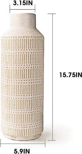 Miniatura 6 de Florero grande de cerámica de granja para sala de estar Dormitorio 15.75'' Florero para planta falsa Decoración del hogar Oficina Mesa Estante