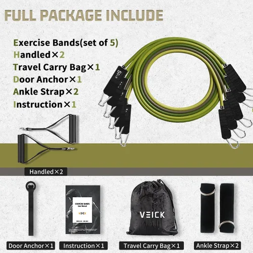 Miniatura 2 de VEICK Bandas de resistencia, bandas de ejercicio, bandas de entrenamiento, bandas de resistencia para entrenar con asas para hombres y mujeres
