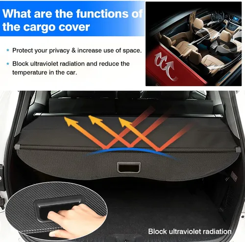 Miniatura 4 de Powerty Cubierta de Carga para Toyota Highlander 2014-2019 Accesorios, Cubierta de Maletero Retráctil Sombra Protectora de Maletero Cubierta