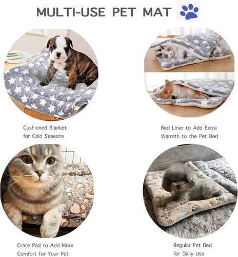 Miniatura 6 de 2 alfombrillas de cama para mascotas. Cama ultra suave para mascotas (perro/gato) con bonitos estampados. Almohadilla reversible de lana de cordero