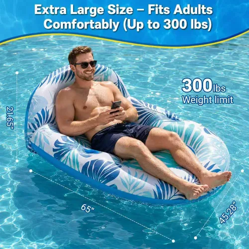 Miniatura 2 de Pool Float for Adults with Canopy, Inflatable Chair Lounge Floaties with Adjustable Sun Shade Cover, Drink Holder, Ergonomic Headrest