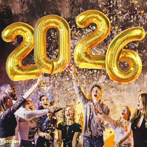 Miniatura 6 de Katchon, Globos gigantes dorados 2026 – 42 pulgadas Globos de Año Nuevo Números de globos 2026 Globo dorado para decoraciones de Año Nuevo