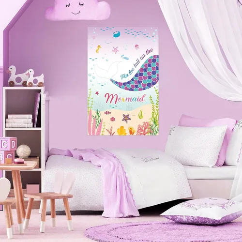 Miniatura 7 de Juego de fiesta de cumpleaños de Hooqict Coloca la cola en la sirena Juego de fiesta bajo el mar Favores para niños Suministros de decoración