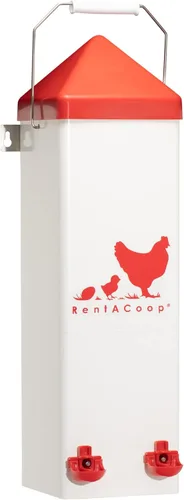 RentACoop Bebedero de pollo de altura alta de 2 galones con tazas de llenado automático, pezones horizontales, cono anti-gallina y kit de montaje,