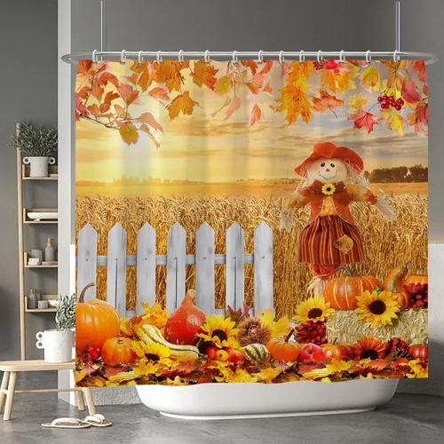 Miniatura 100 de Cortina de ducha de fantasma y gato negro para niños, 36 x 72 pulgadas, espeluznante y bonita, cortina de baño de Halloween con 6 ganchos, cortina
