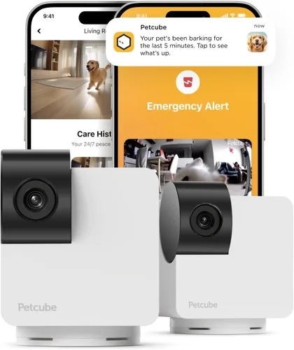 Miniatura 8 de Cámara de seguridad Petcube Cam 360, cámara interactiva WiFi para mascotas y hogar, con aplicación para teléfono, video HD 1080p, rotación de 360°