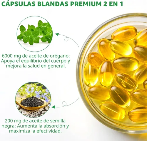 Miniatura 2 de Cápsulas blandas de aceite de orégano de 6000 mg, 2 en 1 formuladas con aceite de semilla negra de 200 mg, apoyo inmunológico, cápsulas de aceite