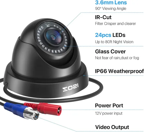Miniatura 2 de ZOSI Paquete de 4 cámaras de seguridad domo 1080P 1920TVL HD-TVI, visión nocturna, cámara CCTV de vigilancia para interiores y exteriores de 2 MP