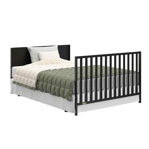 Miniatura 9 de Graco Theo - Cuna y cambiador convertible 5 en 1 (Negro) Certificado GREENGUARD Gold, se convierte en cama de día, cama infantil, cama