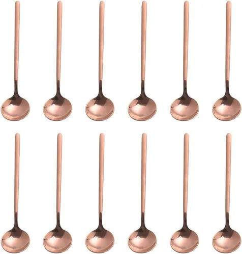 Miniatura 16 de 6 cucharas de café negras, cucharas de café espresso de acero inoxidable 18/8, mini cuchara de té Vogue de 5.2 pulgadas, cuchara pequeña agitadora