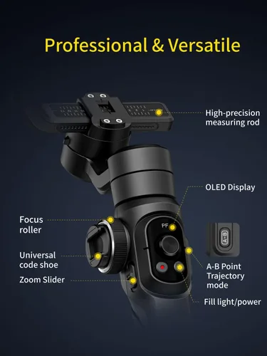 Miniatura 6 de AOCHUAN Estabilizador de cardán para smartphone, cardán estándar de la industria de 3 ejes con rotación de 360°, estabilizador de teléfono