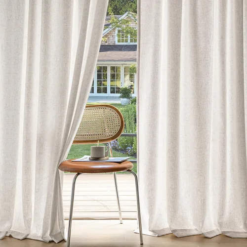 Miniatura 22 de MIULEE 2 paneles de cortinas de lino de privacidad que no se transparentan, cortinas filtrantes de luz, cortinas texturizadas con pestaña trasera