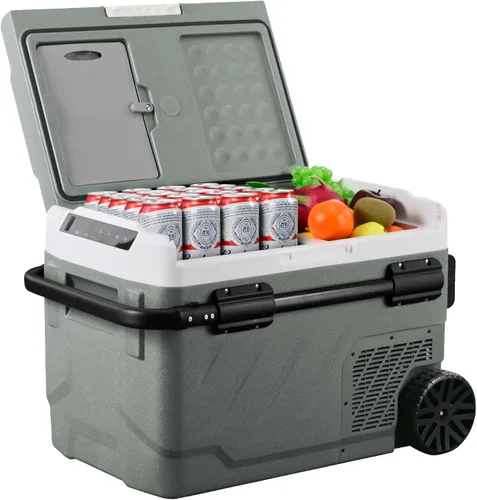 Alpicool Refrigerador portátil para automóvil, refrigerador de 12 voltios con rueda, refrigerador de automóvil de 42 cuartos de galón, control