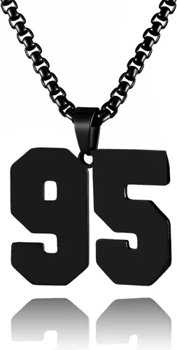 Miniatura 116 de Collar de Número Dorado para Hombre, Cadena de Acero Inoxidable con Colgante de Número para Atletas, Joyería Deportiva Personalizada para Niños