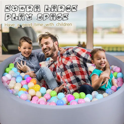 Miniatura 2 de Pozo de bolas de espuma para niños, alberca de bolas suaves para niños, piscina de bolas infantil, juguetes ideales para niños, 47 pulgadas gris
