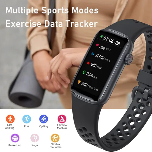 Miniatura 5 de Reloj de contador de pasos para hombres y mujeres, relojes inteligentes Laides, notificación de mensajes, IP68, impermeable, rastreador