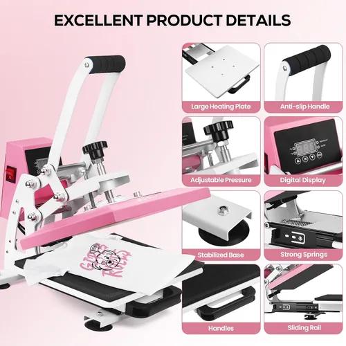 Miniatura 3 de Máquina de prensa de calor de 12 x 10 pulgadas para camisetas, impresora digital de sublimación industrial para transferencia de calor, máquina