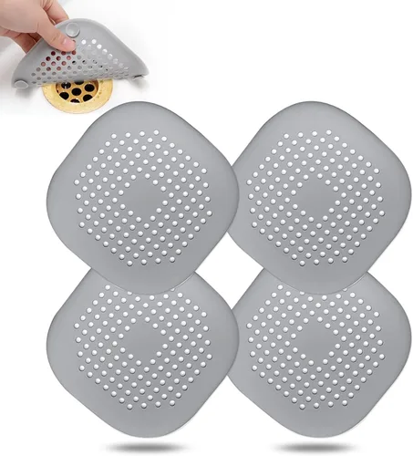 Miniatura 19 de Recolector de cabello cuadrado con ventosas para desagüe, tapón de silicona para ducha, fácil de instalar para baño, tina y cocina, 2