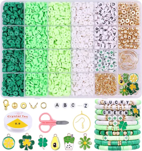 Miniatura 12 de Wuollgess Juego de 3500 cuentas de arcilla pastel para hacer pulseras, cuentas heishi de macarrón de polímero para joyas, kit de pulsera de amistad