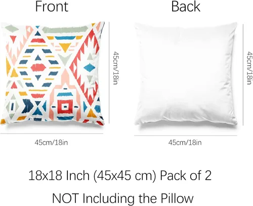 Miniatura 2 de Berkin Arts Fundas de almohada cuadradas decorativas de estilo rústico diseñadas de estilo bohemio, hechas de mezcla de poliéster, paquete de 2, 18