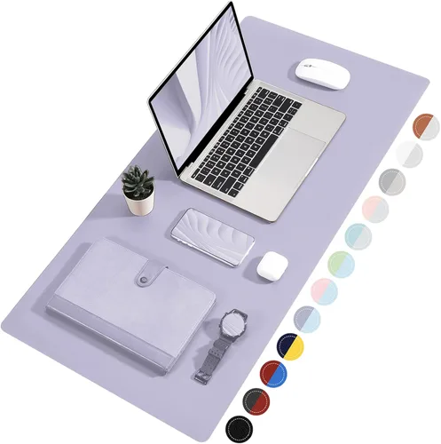 Miniatura 9 de TOWWI Tapete de escritorio de doble cara, tapete grande para escritorio, protector impermeable para mouse y teclado, tapete de cuero para escritorio