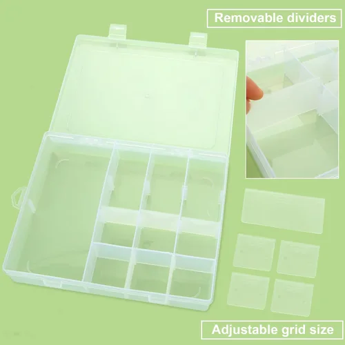 Miniatura 3 de Caja organizadora de plástico con 36 compartimentos y divisores - Organizador de 36 compartimentos, organizadores de aparejos transparentes