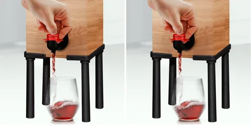 Miniatura 8 de IMPRESA Soporte dispensador de vino en caja, capacidad de 3 litros, 5.5 pulgadas de alto, negro, soporte elevado para caja de vino de vidrio