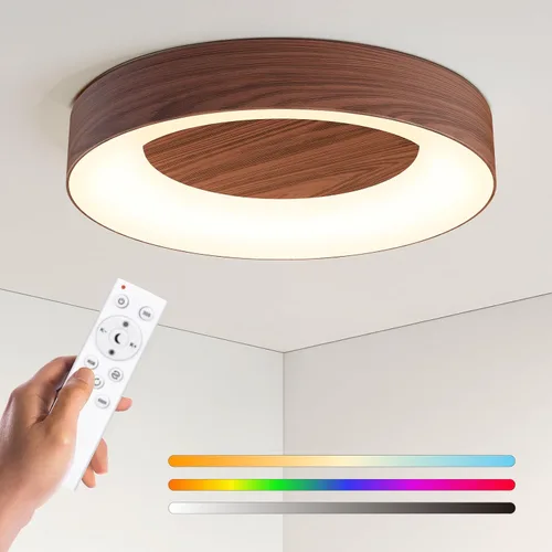 Miniatura 8 de Annaror Lámpara de Techo LED RGB de Montaje al Ras con Control Remoto, Luminaria de Techo Negra de 11 Pulgadas 24W, Color de Luz Cambiable