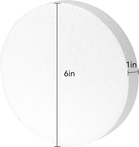 Miniatura 2 de Crafare Círculos de espuma de 6 x 6 x 1 pulgadas para manualidades, paquete de 7 discos redondos de poliestireno de 1 pulgada de grosor