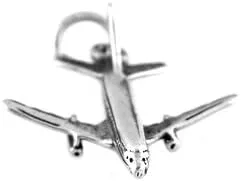 Miniatura 2 de LGU Abalorio de plata esterlina oxidada 3D grande avión pasajero avión jet