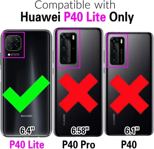 Miniatura 2 de Asuwish Funda compatible con Huawei P40 Lite y protector de pantalla de vidrio templado, accesorios para celda, soporte de anillo, fundas Negro