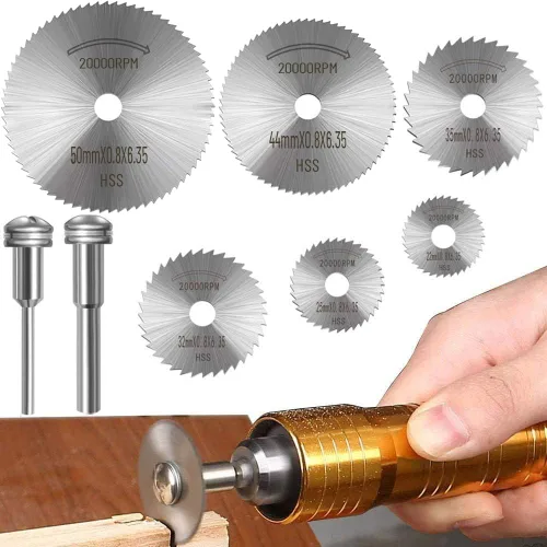 8 Hojas de Sierra de Taladro Rotativo, Discos de Sierra de Acero Cuchillas de Corte con Mandril de Vástago Recto de 1/8" para Taladros Dremel Fordom