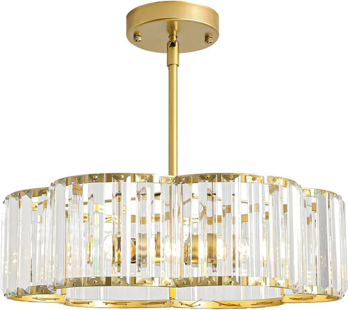Miniatura 18 de Candelabro pequeño de cristal dorado, lámpara moderna de 3 luces para comedor sobre la mesa, accesorio de iluminación redondo para pasillo