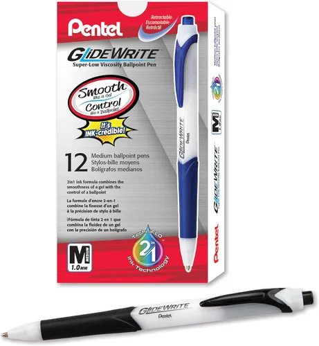 Miniatura 13 de Pentel GlideWrite - Bolígrafo con tinta TechniFlo (³/₆₄ pulgadas), trazo medio, tinta surtida, paquete de 6 (BX910BP6M)