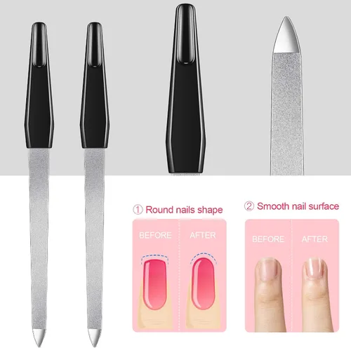 Miniatura 4 de 12 limas de uñas de metal de 6.7 pulgadas, lima de uñas de acero inoxidable de doble cara con mango antideslizante, uñas de los pies, herramienta