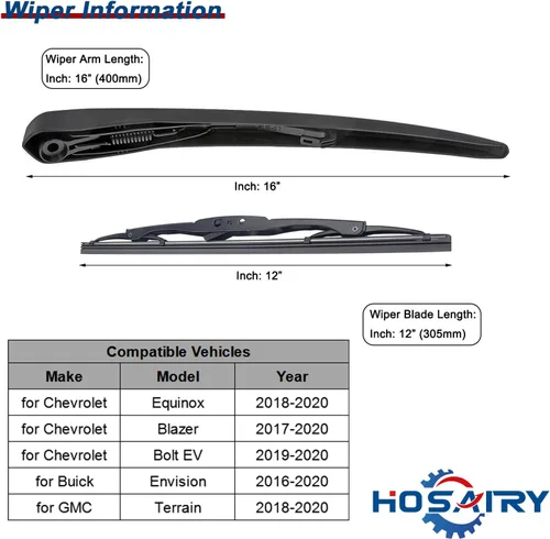 Miniatura 2 de Juego de limpiaparabrisas trasero para Buick Envision 2016-2020, para GMC Terrain 2018-2020, para Chevy Blazer Bolt EV Equinox 2017-2020 Conjunto