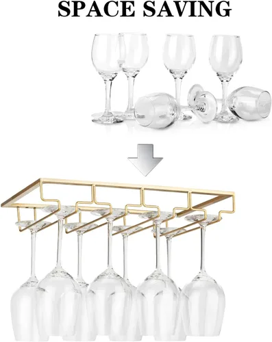 Miniatura 2 de FOMANSH Estante para copas de vino debajo del gabinete, soporte para copas de vino, organizador de copas de vino, colgador de almacenamiento