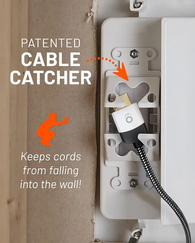 Miniatura 7 de ECHOGEAR Ocultador de cable de TV para TV montado en la pared – Kit de gestión de cables en pared con doble toma para cables de alimentación y bajo