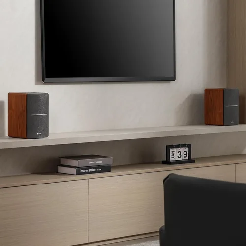 Miniatura 6 de Edifier P12 - Altavoz pasivo para estantería – Altavoces de 2 vías con soporte de pared integrado – Color madera, par – Necesita amplificador