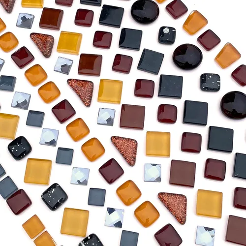 LITMIND Azulejos de mosaico de cristal irregulares negros surtidos, paquete de 9 onzas, perfecto para manualidades de arte, proyectos de fabricación