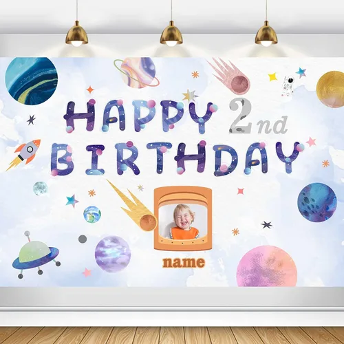 Miniatura 18 de Cartel personalizado de decoración de 2º cumpleaños con foto y nombre personalizados Personalizado-2º Coche