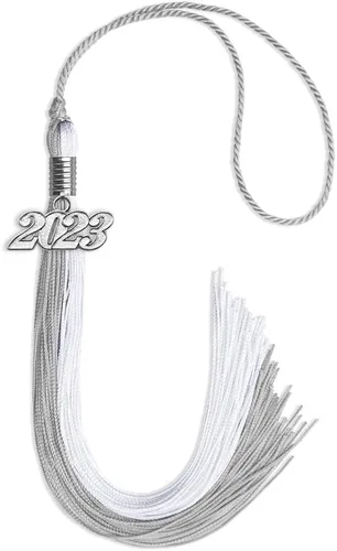 Miniatura 106 de Endea Graduation Borla de doble color con gota de fecha plateada (negro/oro antiguo, 2025)