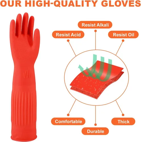 Miniatura 3 de Guantes de goma North Tower para limpieza de cocina para lavar platos, guantes resistentes al calor para lavar platos, 18 pulgadas, 2 pares pequeños
