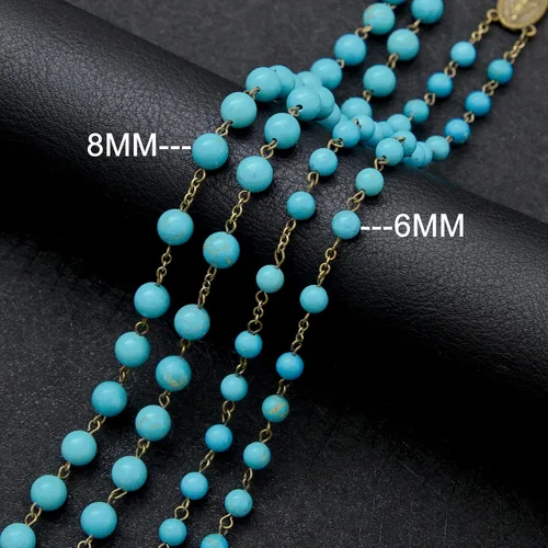 Miniatura 20 de KOMI Rosario de cuentas católicas para mujer, collar de cuentas de rosario con cruz de crucifijo, perlas de cristal, rosario, rosarios, católicos