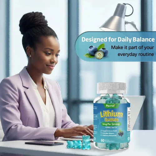 Miniatura 6 de Gomitas de Orotate de litio de 5 mg sin azúcar, suplemento para la salud cerebral y la función cognitiva, vegano, sabor a arándanos, 60