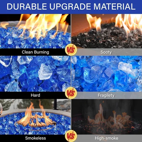 Miniatura 6 de NUPICK Fire Glass - Mezcla mixta Bahama de 20 libras para hoguera y chimenea de gas, roca de vidrio templado de 1/2-3/4 pulgadas en azul y blanco