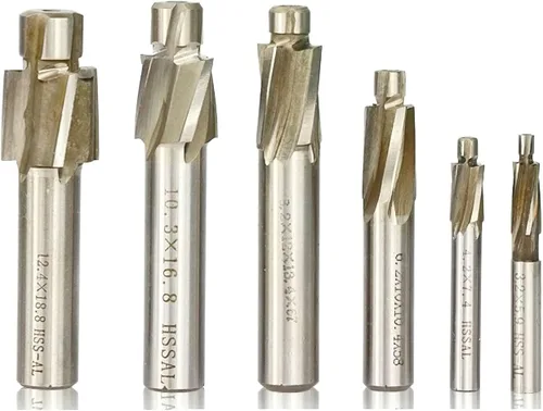 Miniatura 3 de Broca de taladro HSS de 4 flautas para fresado de molino de extremo de avellanado para perforación de madera/metal, M14.4x24x12x80